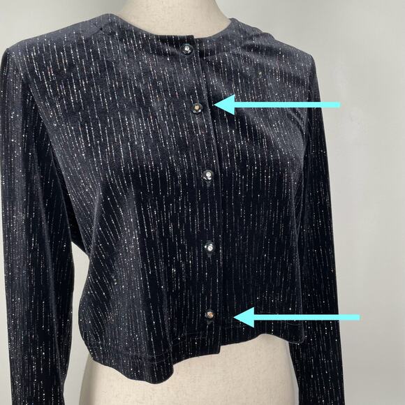 90s VTG Ronni Nicole 2-Pc Velvet Evening Dress w/ Jacket Black Glitter Sparkly - Picture 14 of 16